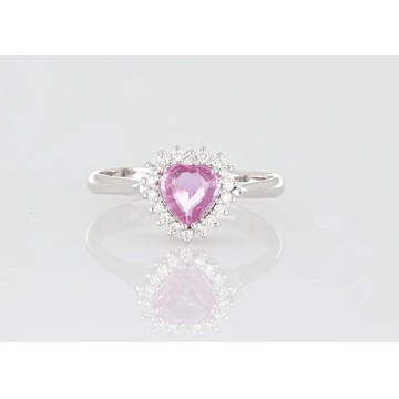GFAC 0120 Anello con Corindone Rosa e Diamanti