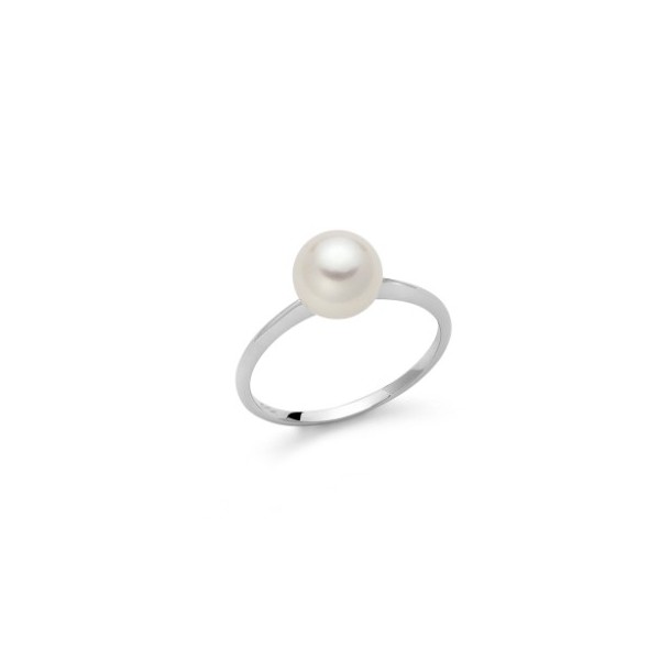 Anello in oro bianco con perla Oriente